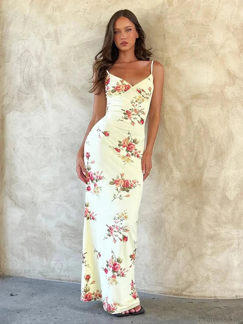 Elegant Long Maxi Vacation Dress creamy-white / S vacationdress-250223