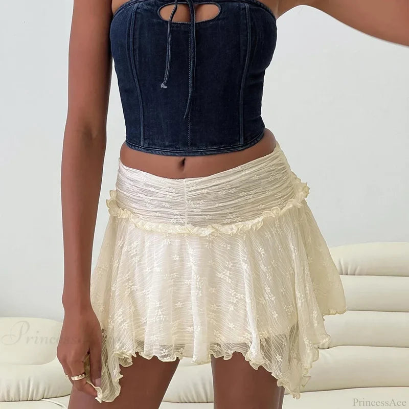 Irregular Ruched Asymmetrical Skirt Beige / S skirts-250223