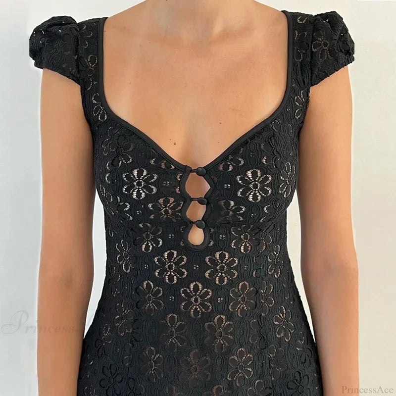 Lace Ruffle Backless Mini Dress minidress-250223