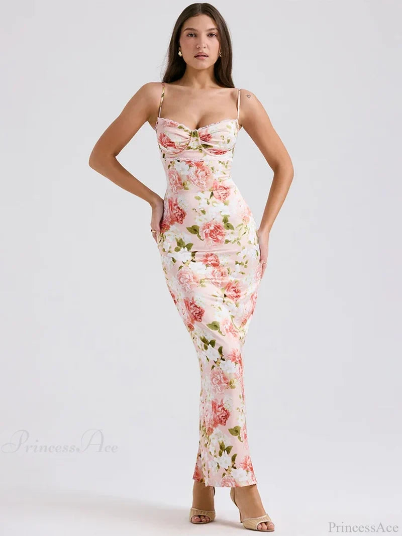 Print Slim Bodycon Elegant Maxi Vacation Dress vacationdress-250223