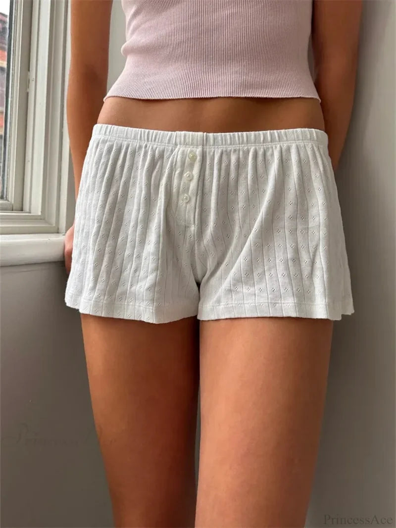 Y2K Button Lace Vintage Short short-250223