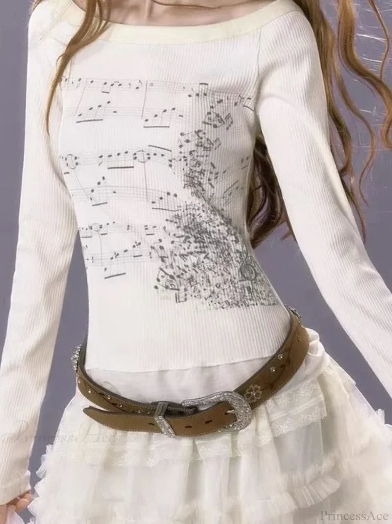 Aesthetic Slim Fit All Match Grunge Lace Patch Knit Top knittop-250126
