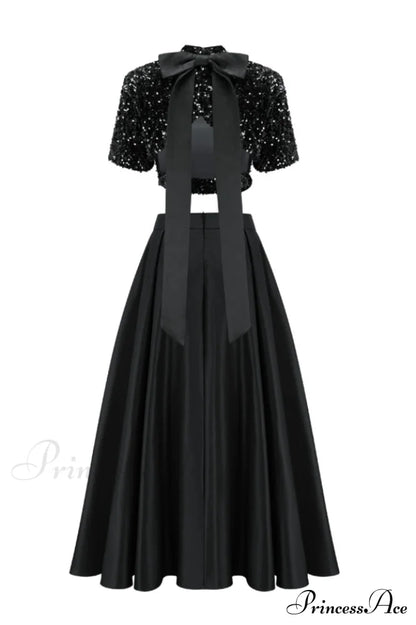 Aisha Sequin Bow Charming Lace Up Set