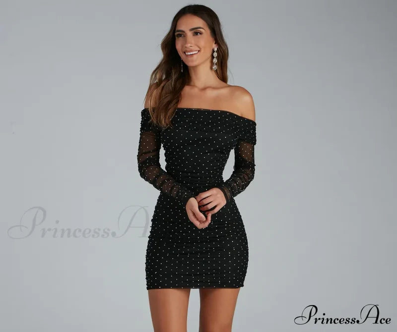 Aliya Formal Heatstone Ruched Bodycon - Lady Occasions