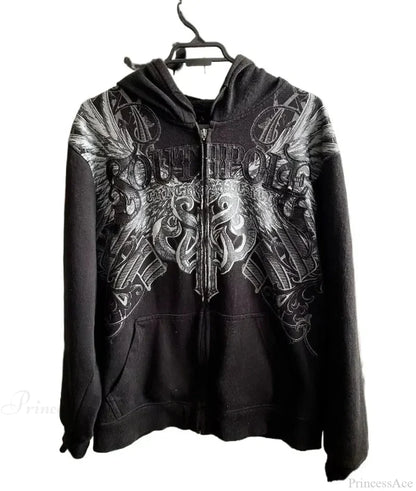 American Gothic Zipper Hoodie black7 / S