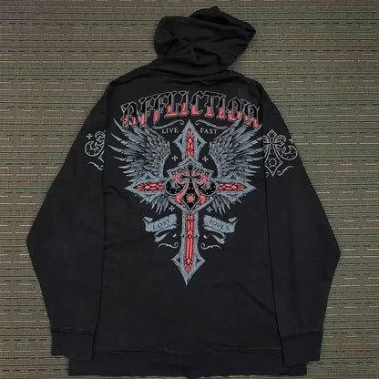 Angel Wing Functional Pleat Hoodie black 7 / S