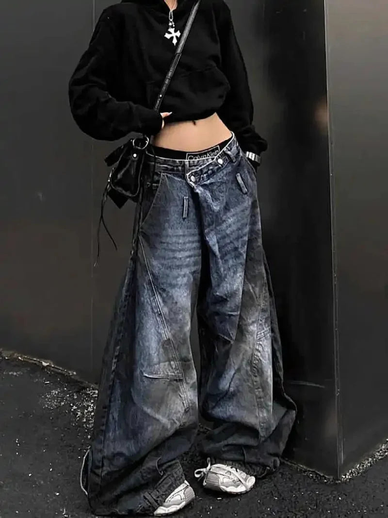 Antique Gothic Tall Waist Baggy Pant Blue / S