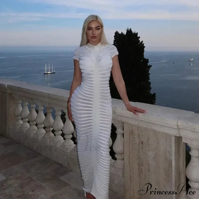 Backless V Neck Gown Maxi Dress