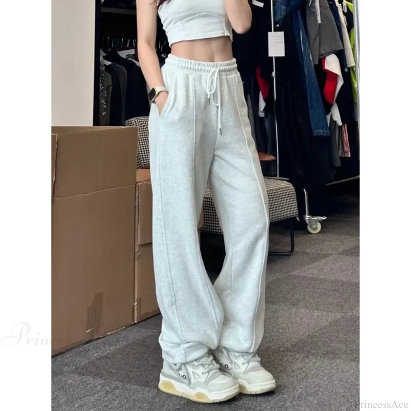Basic Grey Knit Jogger Pants white / S