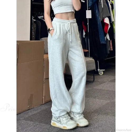 Basic Grey Knit Jogger Pants white / S