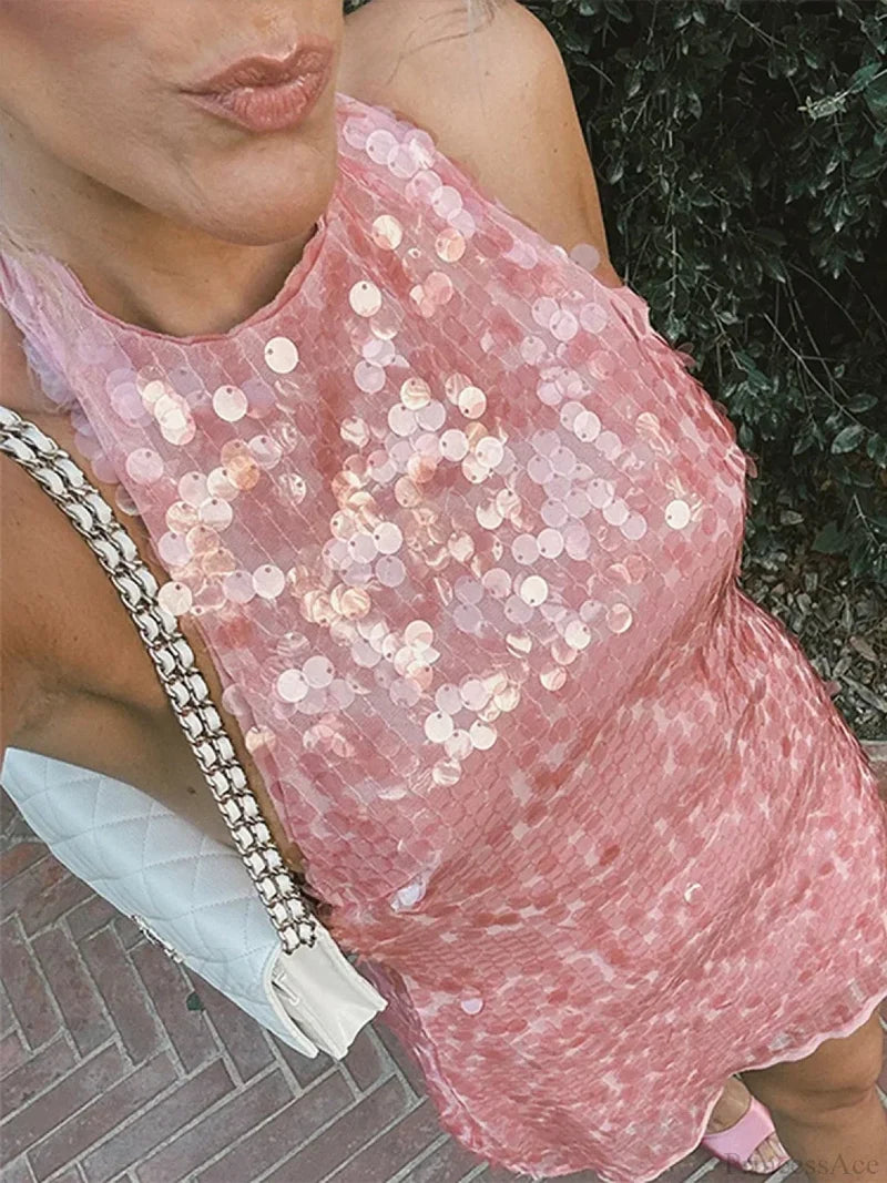 Beaded Sequin Glitter Mini Dress Photo Color / XS minidress-250223