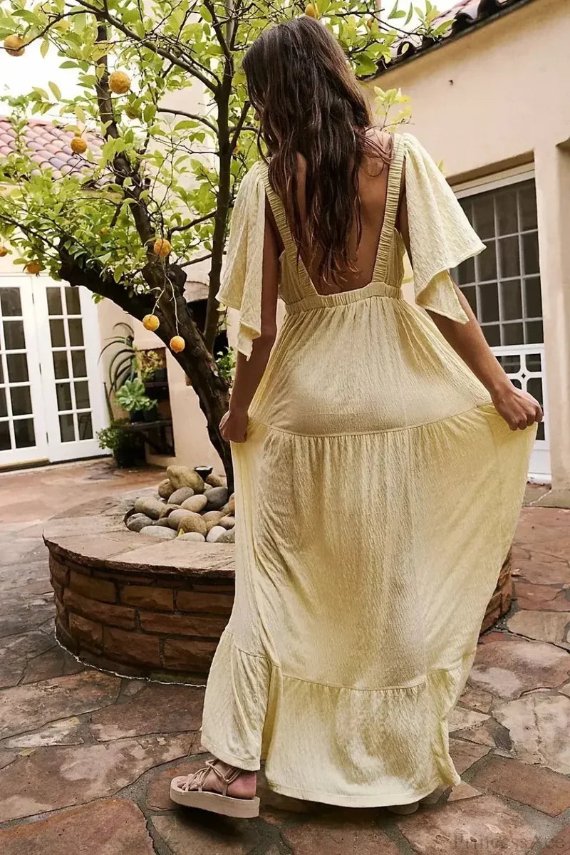 Black Embroidery Round Neck Flare Boho Dress bohodress-250126