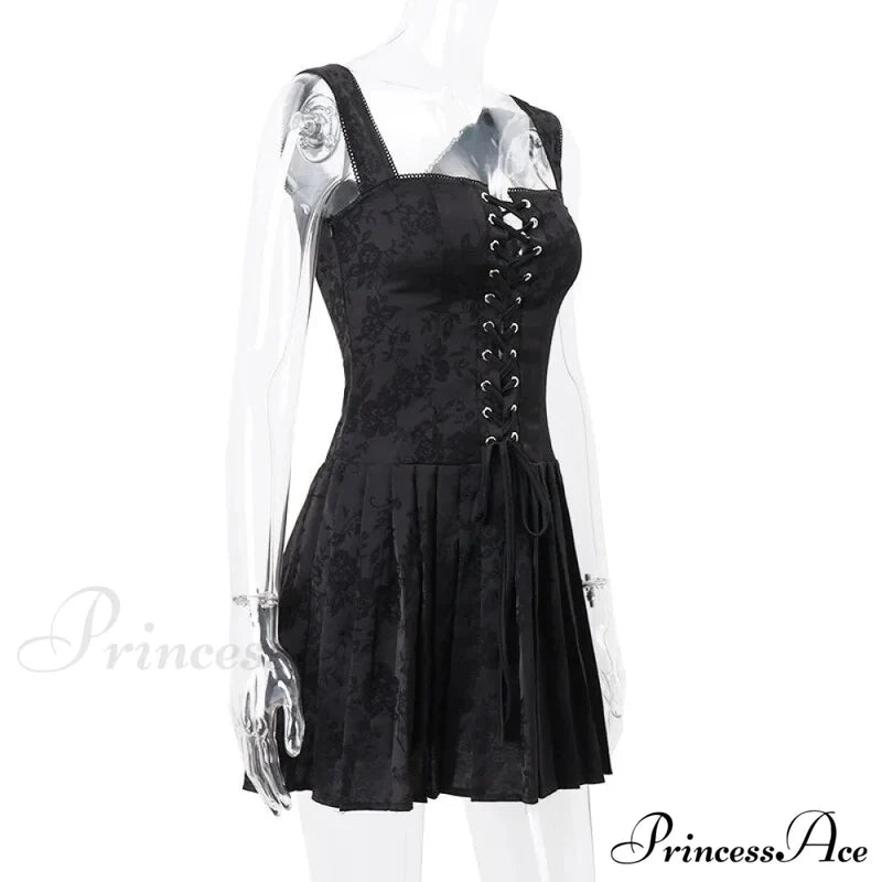 Black Front Stylish Lace-Up Mini Dress