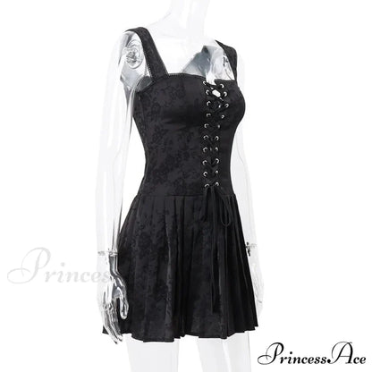 Black Front Stylish Lace-Up Mini Dress