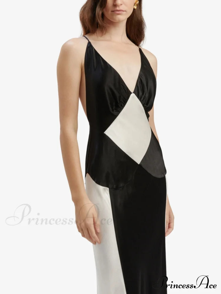 Black Ivory Stylish Contrast Maxi Dress Dresses