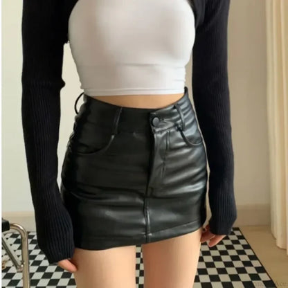 Bodycon High Waist PU Skirt Black / S skirts-250223
