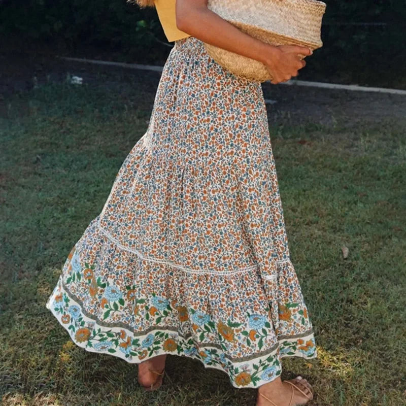 Bohemian Lace High Waist Slim Floral Skirt skirt-250126