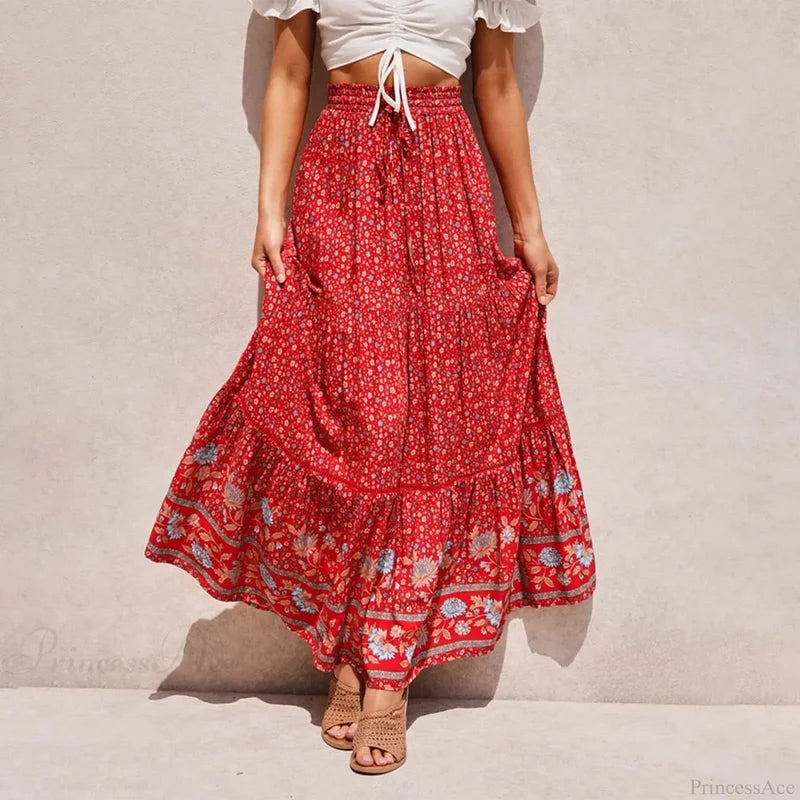 Bohemian Lace High Waist Slim Floral Skirt skirt-250126