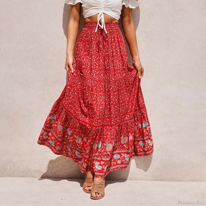 Bohemian Lace High Waist Slim Floral Skirt skirt-250126