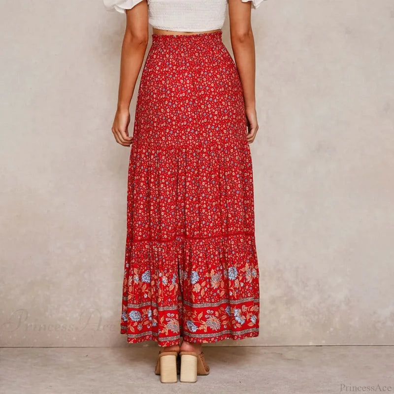 Bohemian Lace High Waist Slim Floral Skirt skirt-250126