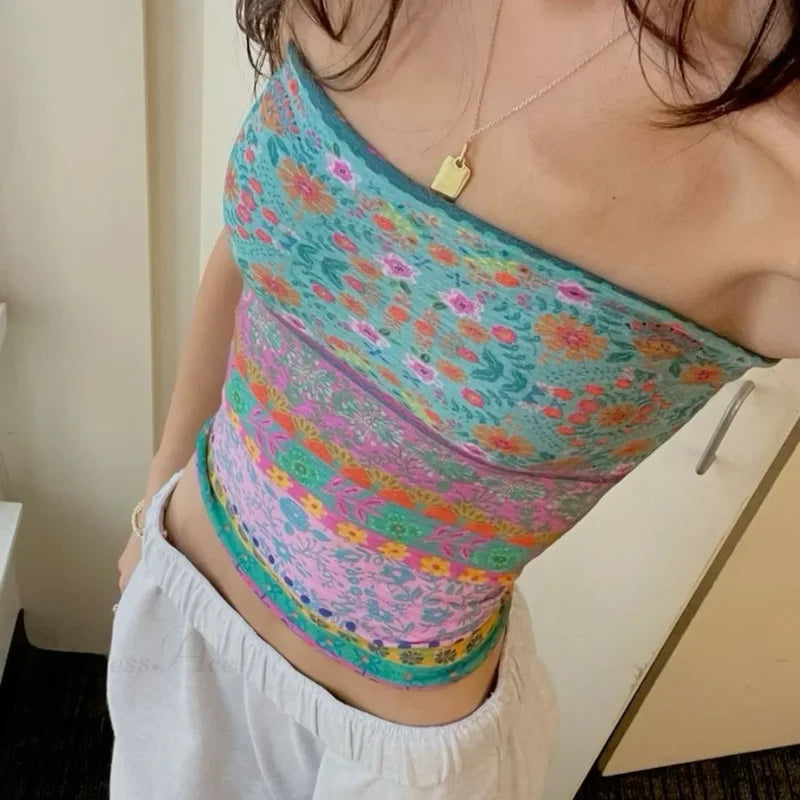 Boho Bandeau Off-Shoulder Tube Crop Top croptop-250126