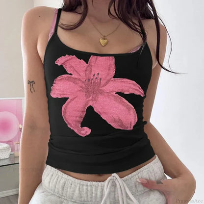 Boho Floral Spaghetti Strap Backless Vintage Low Cut Beach Style Crop Top croptop-250126
