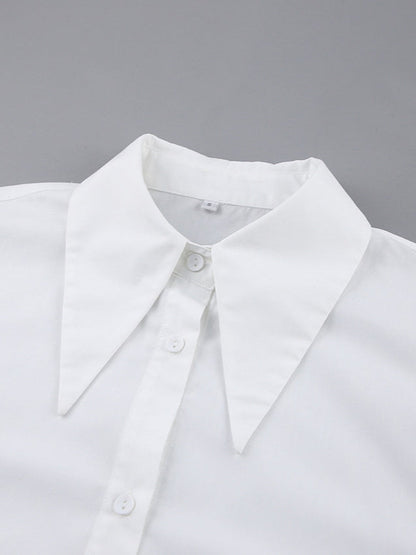 Bow Tie Long Sleeve White Blouse