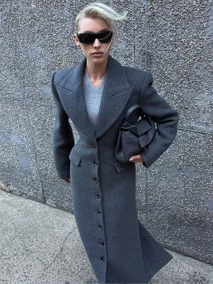 Burgundy Fake Pockets Overcoat Grey / S