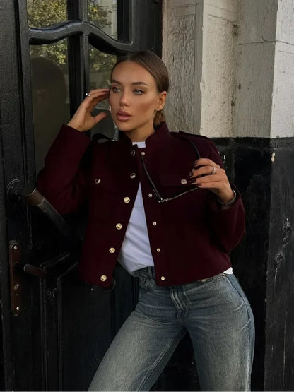 Burgundy Single Breasted Suit Coat