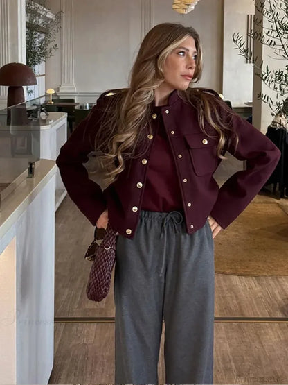 Burgundy Single Breasted Suit Coat
