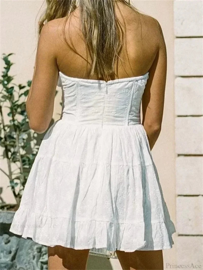 Buttoned Backless A-line Mini Dress minidress-250223