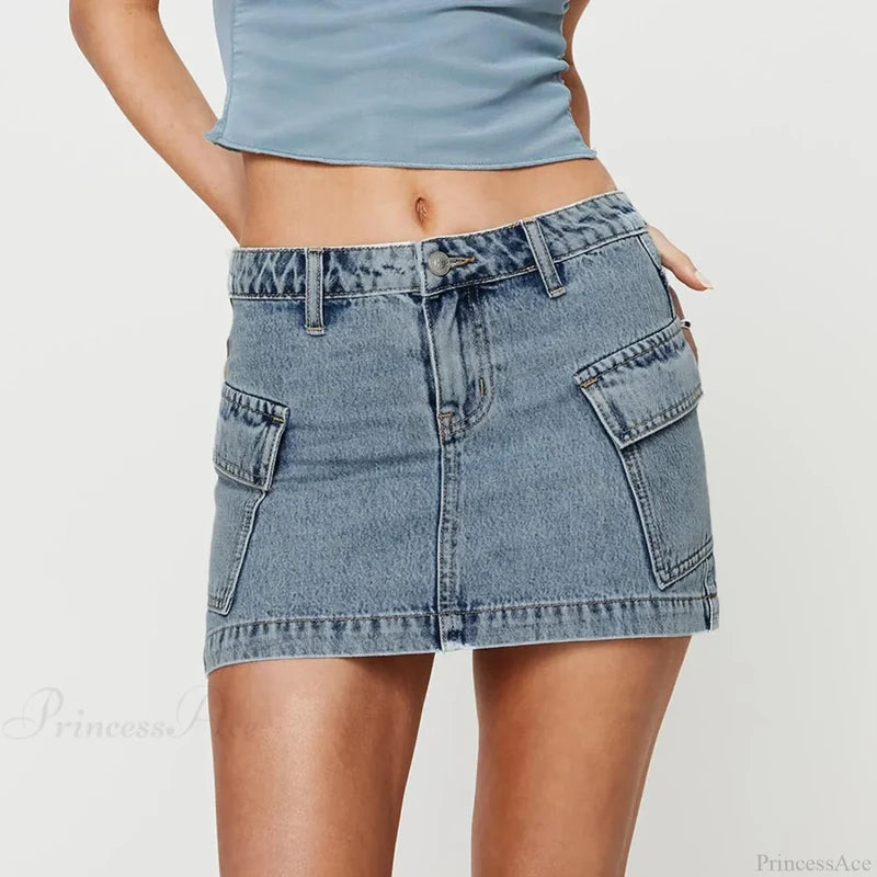 Cargo Pocket Low Waist Skirt dark blue / S skirts-250223