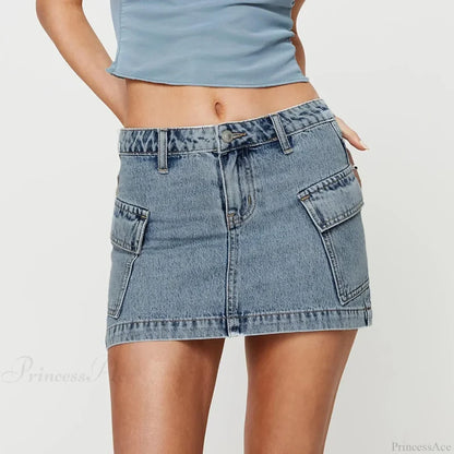 Cargo Pocket Low Waist Skirt dark blue / S skirts-250223