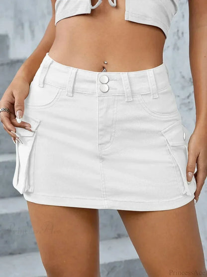 Cargo Pocket Low Waist Skirt WHITE / S skirts-250223