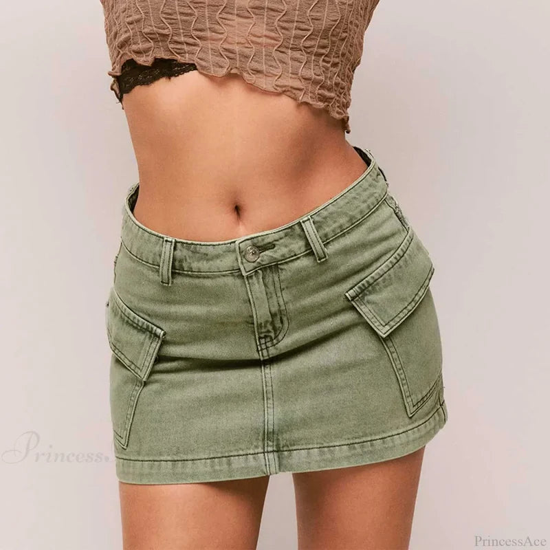 Cargo Pocket Low Waist Skirt green / S skirts-250223