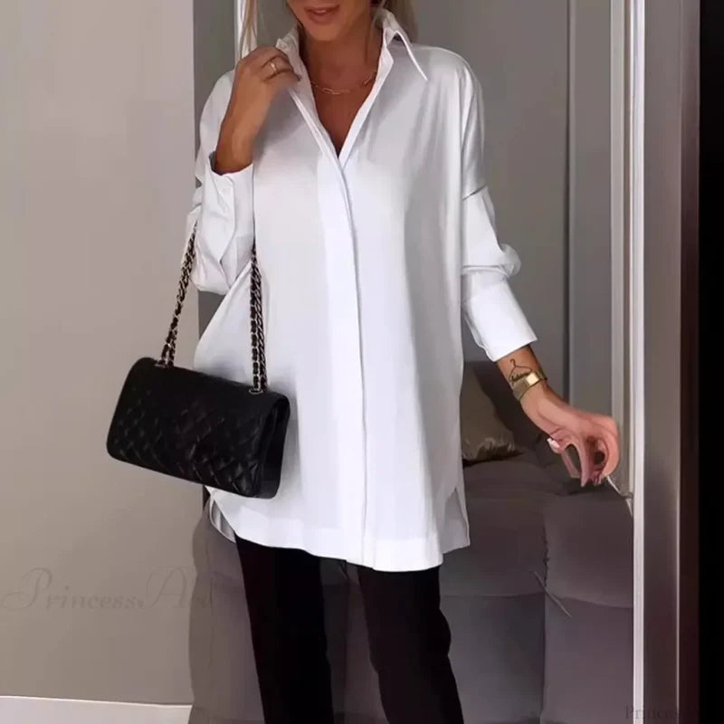 Casual Irregular Pullover Long Sleeve Blouse blouse-250126