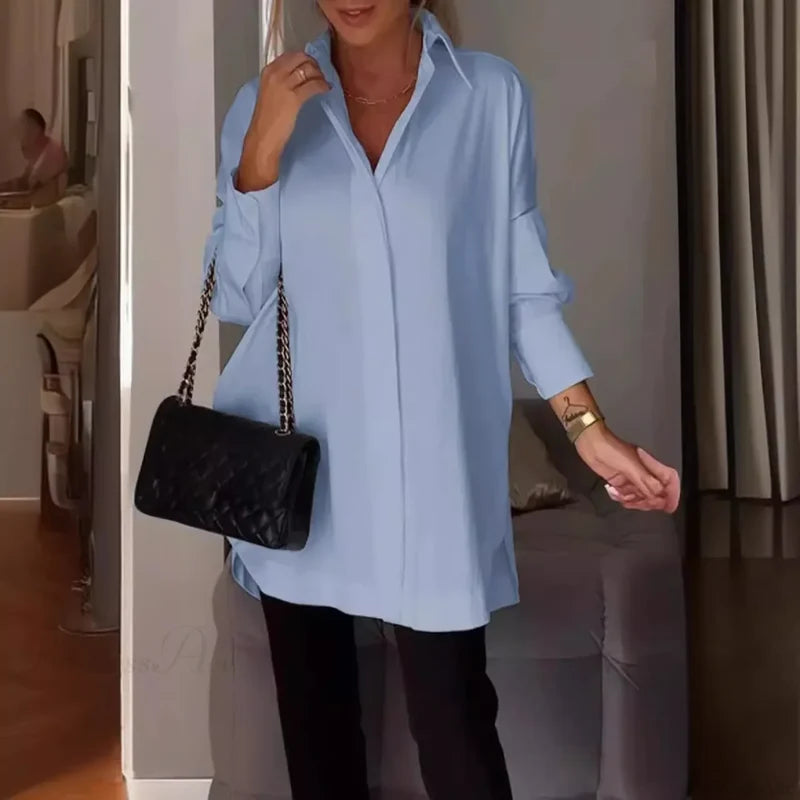 Casual Irregular Pullover Long Sleeve Blouse blouse-250126