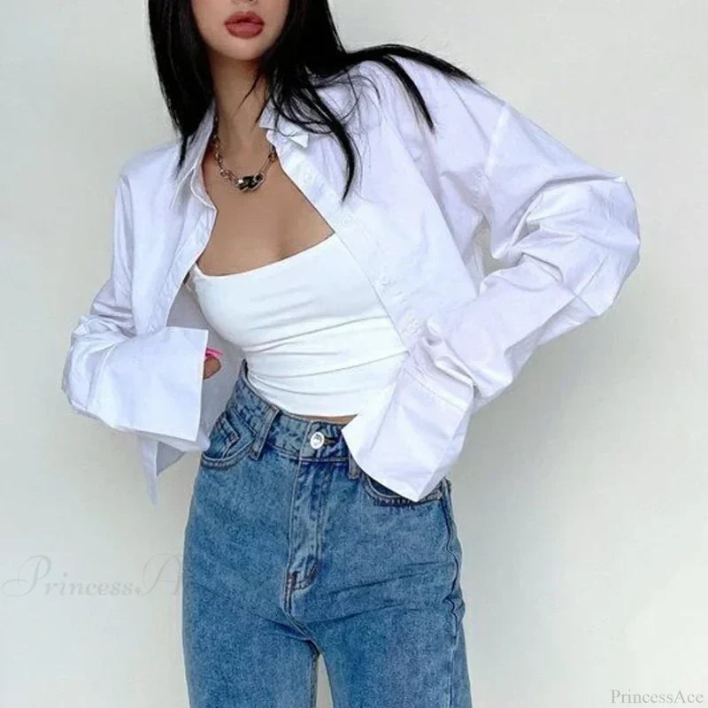 Casual Single Breasted Turn Down Collar Short Sleeve Blouse blouse-250126