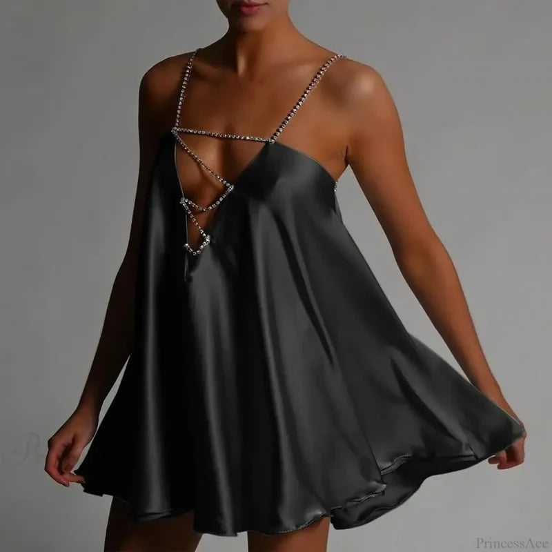 Chain Suspender Hollow Mini Dress minidress-250223