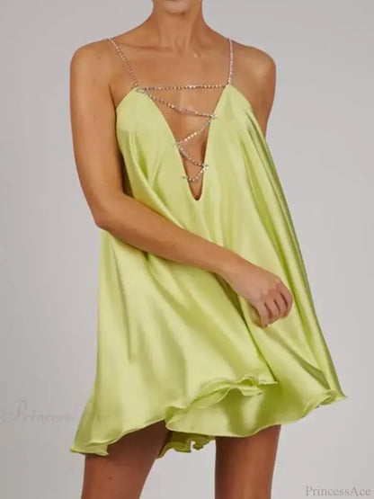Chain Suspender Hollow Mini Dress minidress-250223