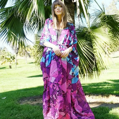 Chiffon Leopard Print Kimono Boho Beach Cover up BLUE / One Size bohocoverup-250126