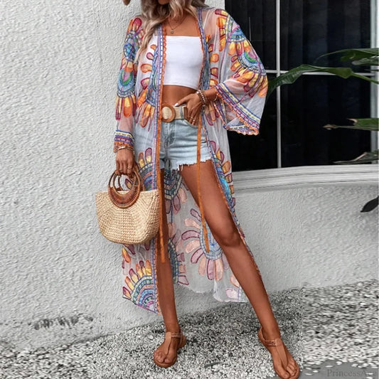 Colourful Floral Embroidery Boho Beach Cover-up Lace Bikini bohocoverup-250126