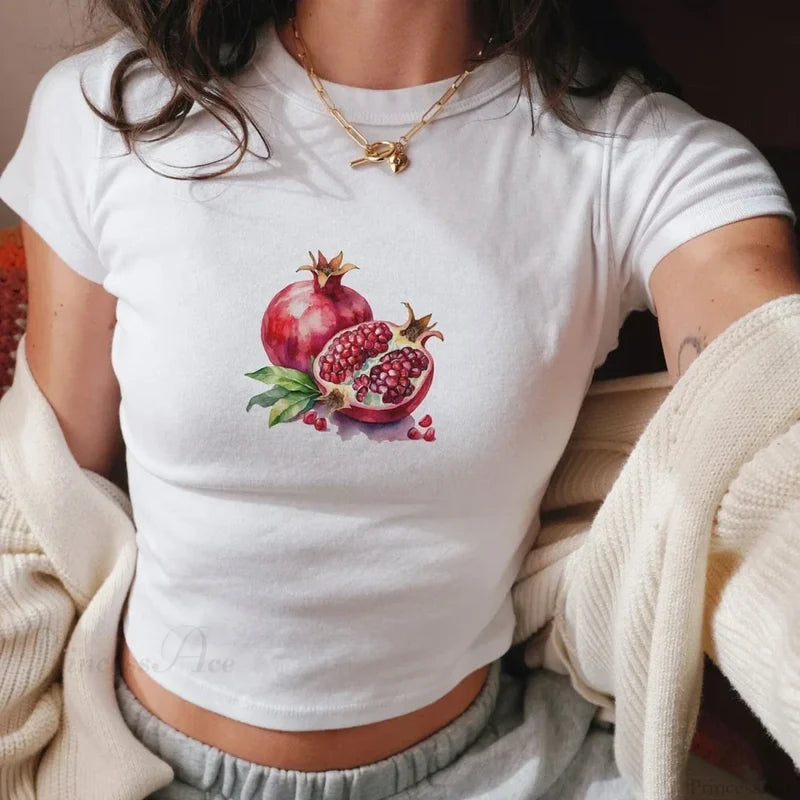 Combhasaki Summer Y2K Cherry Print T-shirt white4 / S t-shirt-250223