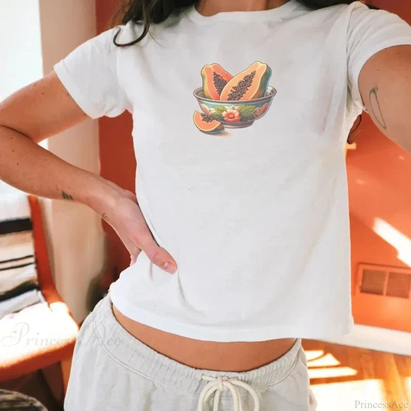 Combhasaki Summer Y2K Cherry Print T-shirt white3 / S t-shirt-250223