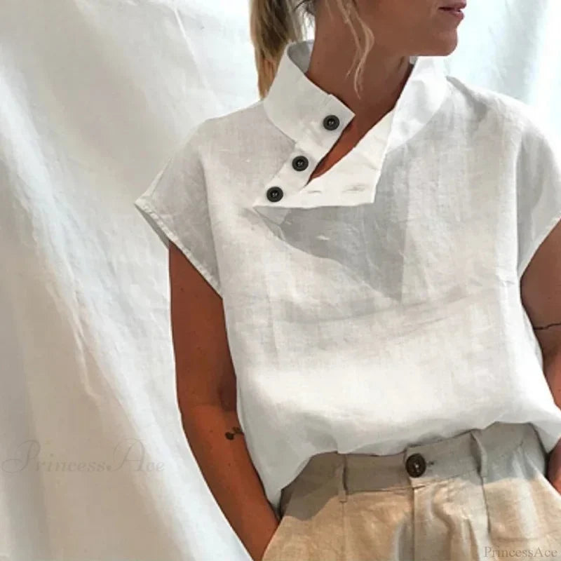 Cotton Loose White Blouse Summer Blouse blouse-250126