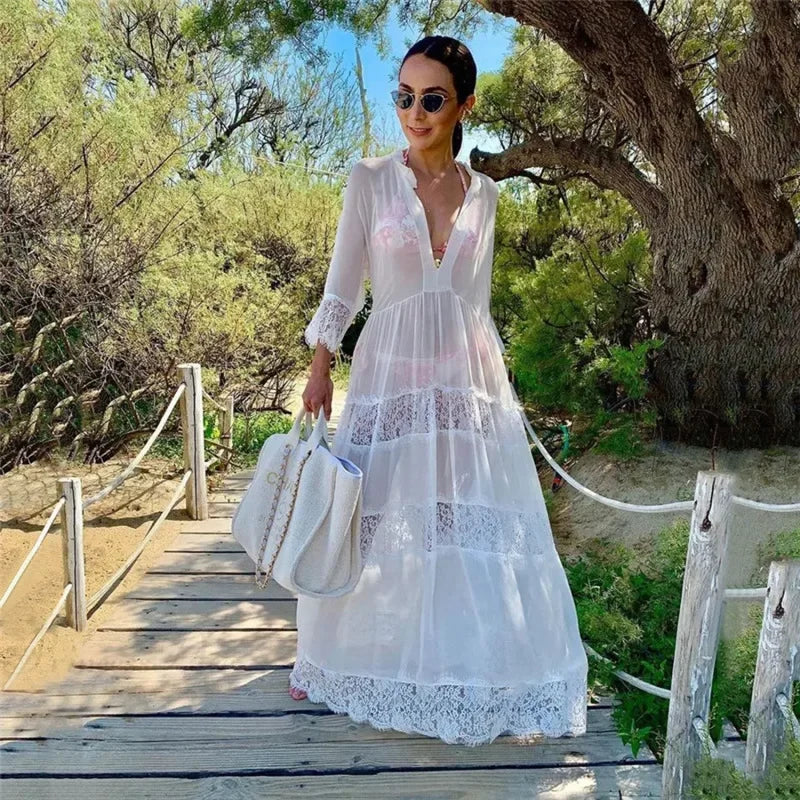 Crochet Kaftan Tunic Summer Beach Cover Up