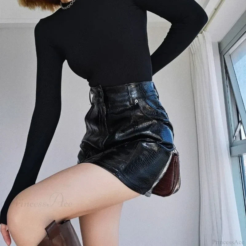 Crocodile Pattern High Waist Skirt