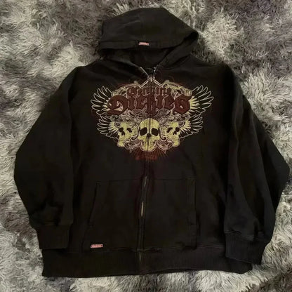 Dark Crimson Letter Antique Hoodie black2 / S