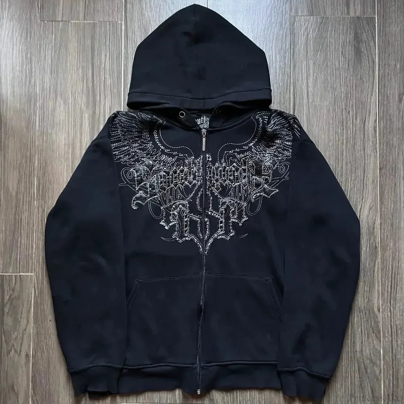 Dark Crimson Oversize Zipper Hoodie black4 / M