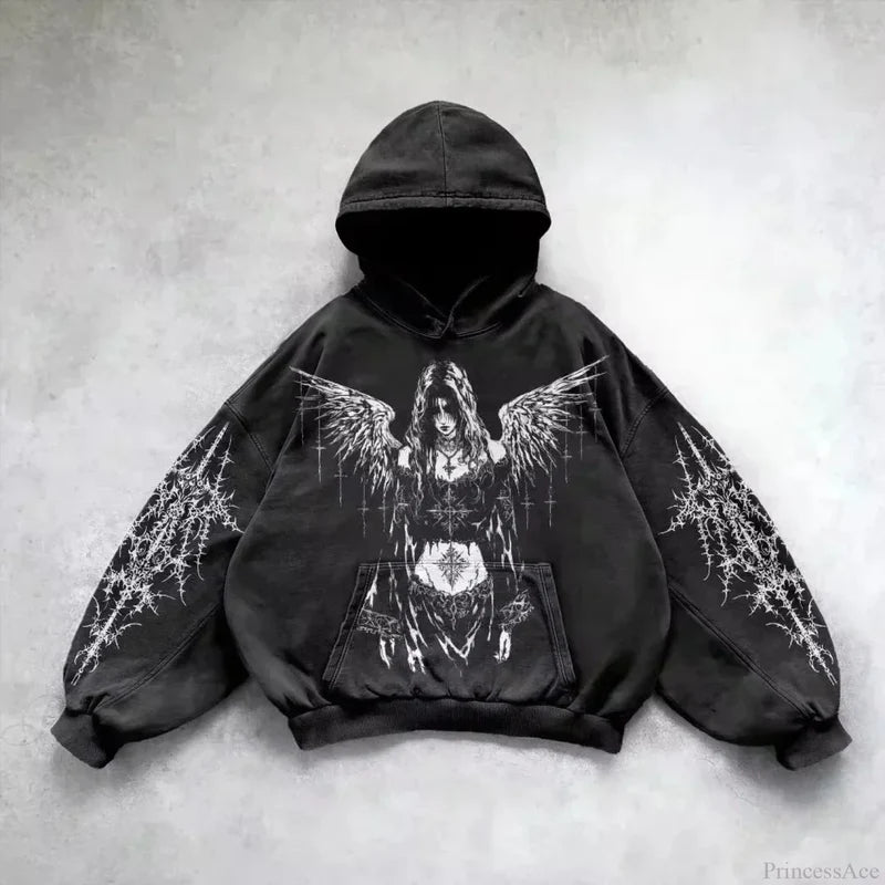 Dark Crimson Oversize Zipper Hoodie black1 / M